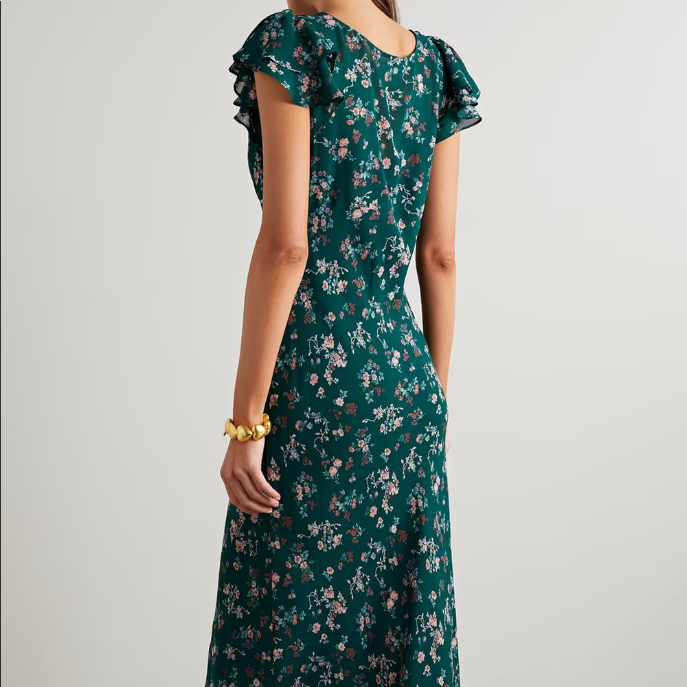 NWT Reformation Lisola Dress in Emilia dark green floral formal party long dress - Picture 9 of 10